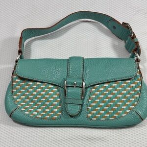 Michael Michael Kors Pochette Leather Turquoise Handbag